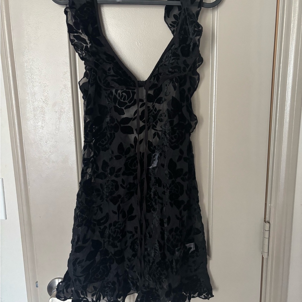 Lioness Black Floral Mini Dress